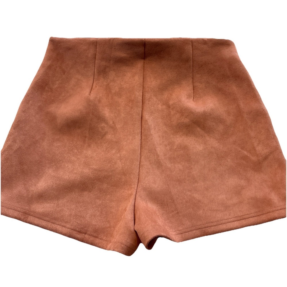 About Us Wrap Suede Mini Skirt Size Med Brown Zipper Boho Retro - Picture 6 of 6